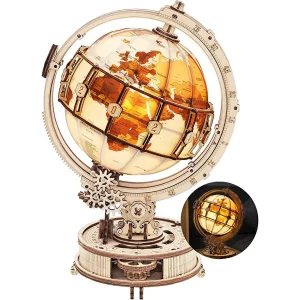 Robotime-Globo de madera luminoso ROKR, luz nocturna 3D, juegos de rompecabezas para regalo de Navidad para niños y adultos, decoración del hogar, decoración de escritorio
