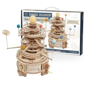 Robotime-construcción de un modelo de madera para niños y adultos, Rokr, 316 piezas, giratorio, mecánico, Orrery, DIY, bloques de construcción, Kits, juguete de montaje, regalo, ST001