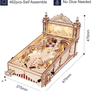 Robotime-rompecabezas 3D de máquina de Pinball, divertido juego de mesa, modelo mecánico de madera, Kits de construcción para adultos más de 14 adolescentes