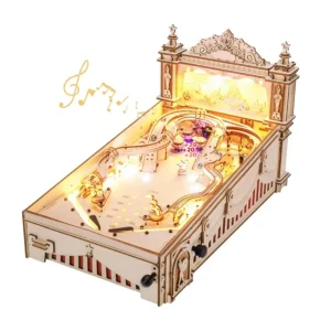 Robotime-rompecabezas 3D de máquina de Pinball, divertido juego de mesa, modelo mecánico de madera, Kits de construcción para adultos más de 14 adolescentes