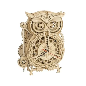 Robotime-rompecabezas de madera 3D para niños, modelo de reloj de búho, Kit de construcción, juguetes para niños, LK503