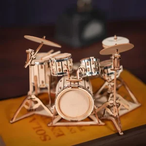 Robotime-rompecabezas de madera en 3D, instrumento Musical, Kit de tambor de saxofón, acordeón, violonchelo, juguete para regalo