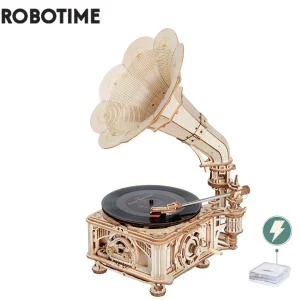 Robotime Hand Crank Classic Gramophone with Music 1:1 424pcs Wooden Model Building Kits Gift for Children Adult LKB01 Home Decor – AliExpress 26
